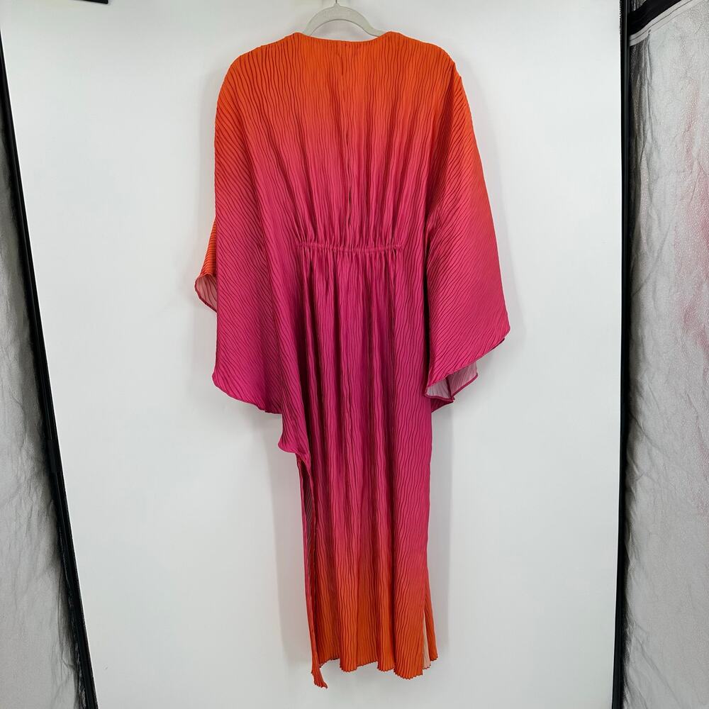 Jonathan Simkhai Augustine Coverup Kaftan Size S Tangerine Pink Pleated Fairy - Picture 6 of 14
